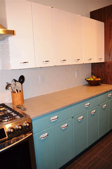 painting steel kitchen cabinets|painting vintage metal kitchen cabinets.